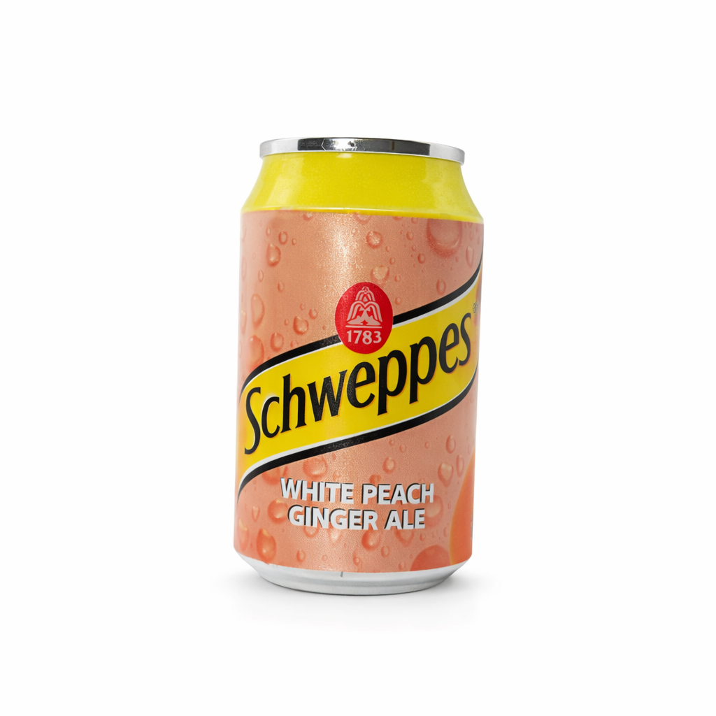 Schweppes white peach ginger can